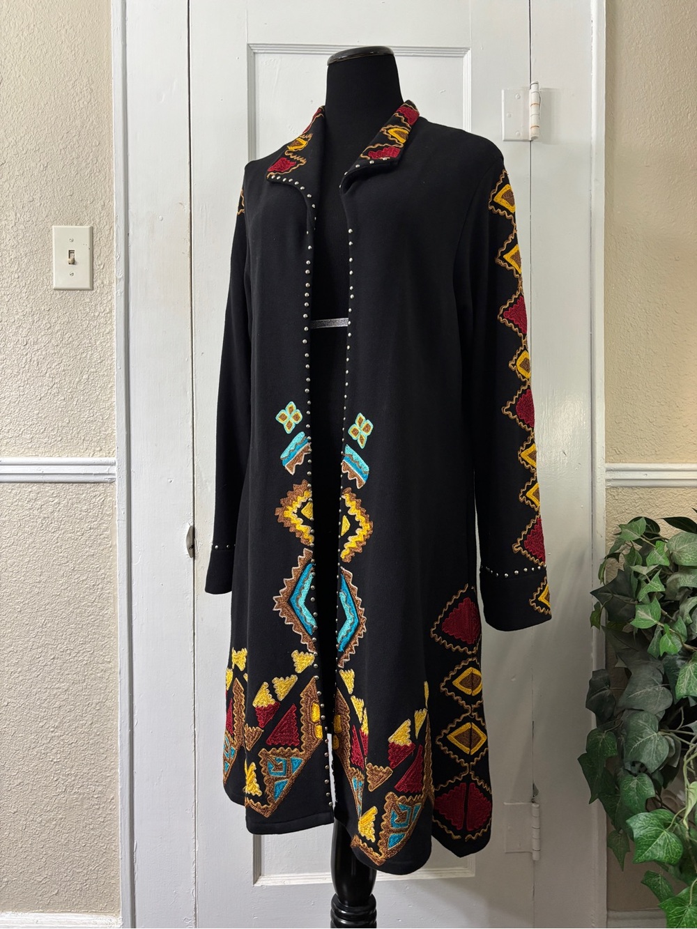 Vintage Collection Wildfire Embroidered Duster Sweater Cardigan - Picture 12 of 16